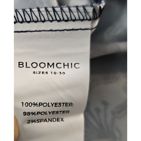 Bloomchic Dress Women's 2X Blue White Floral Patchwork Surplice Neck Ruffles NWT - Picture 7 of 15